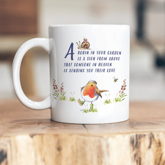 A Robin in the Garden Ceramic Mug