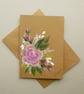 roses hand painted blank greetings card  ( ref F 1010 A8 )