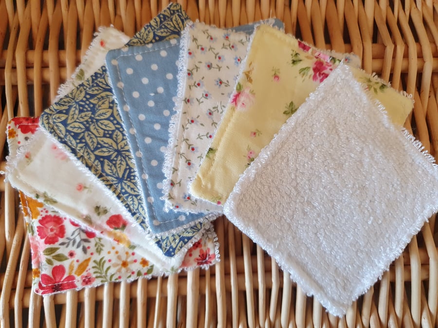 7x Mixed Floral 3x3inch Reusable Fabric Wipes 