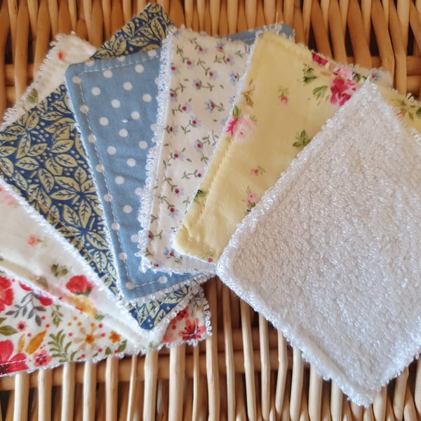 7x Mixed Floral 3x3inch Reusable Fabric Wipes 