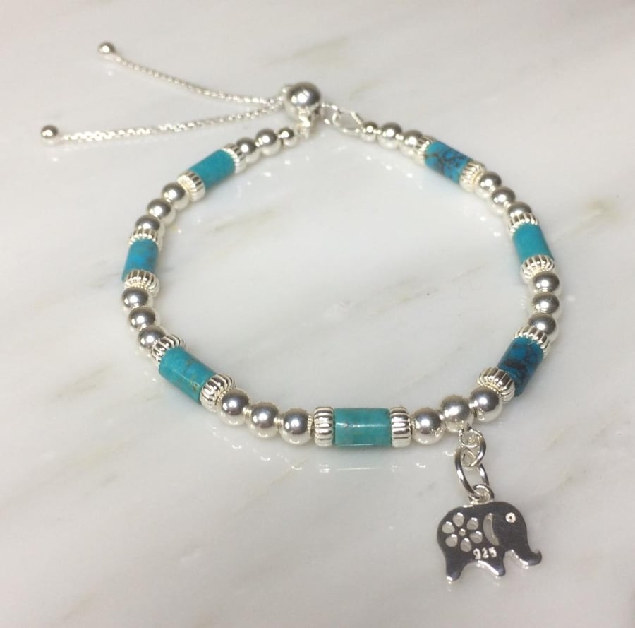sterling silver and turquoise slider bracelet