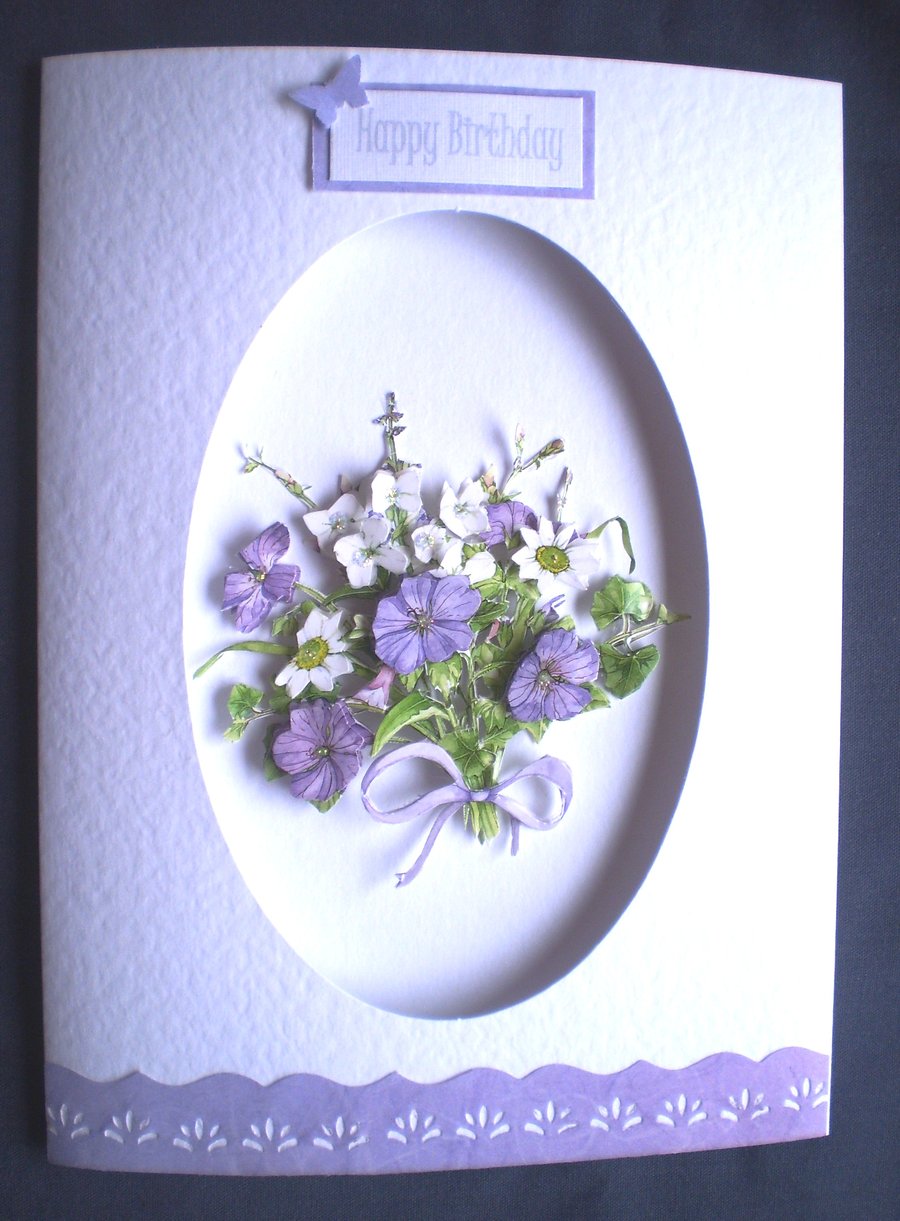 birthday decoupage flower card