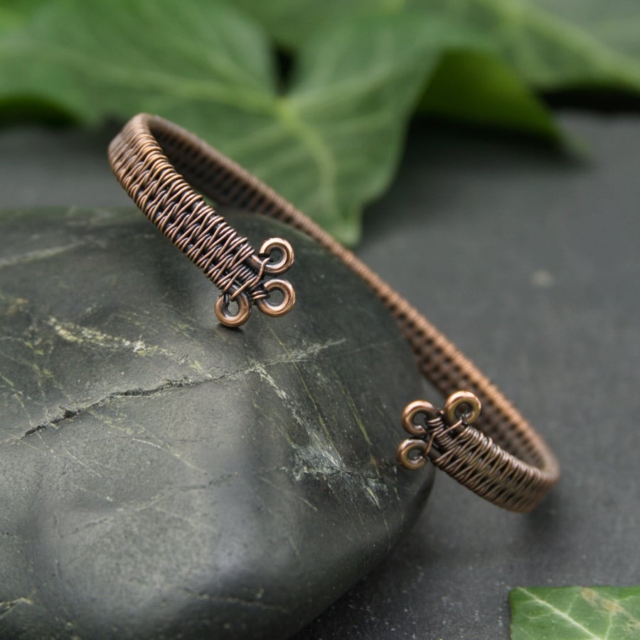 Copper Cuff - Wire Wrapped Narrow Cuff