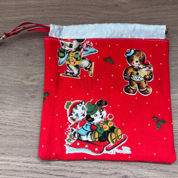 Summer seconds - Cotton Christmas drawstring pouch - super cute