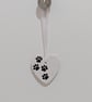 Paw print embossed clay heart hanging decoration, gift for a cat or dog lover  - Image 2