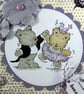 Handmade wedding anniversary card - dancing bears - Image 2