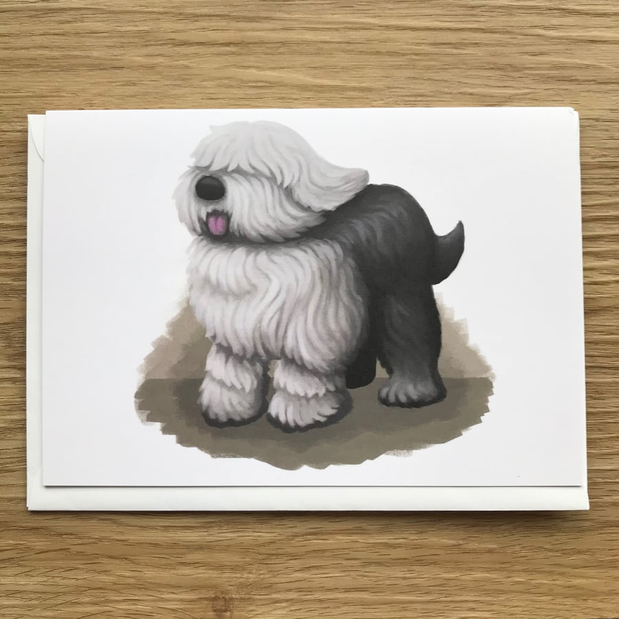 Old English Sheepdog blank greeting card