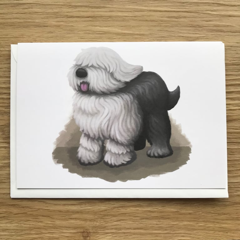 Old English Sheepdog blank greeting card