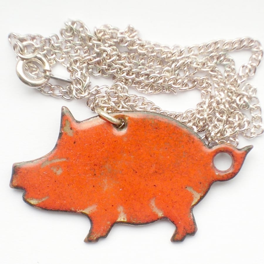 enamel pendant - pig