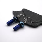 lapis lazuli and lampwork glass earrings