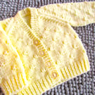 14" Newborn Lemon Knots Patterned V Neck Baby Cardigan