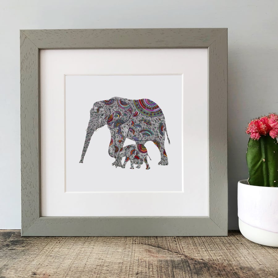 'Elephants' Framed Print