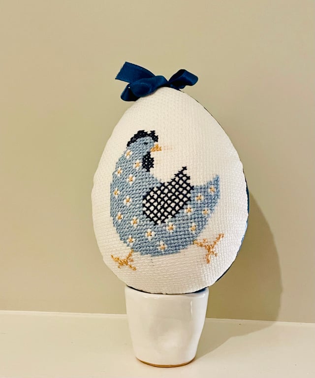 perfectly imperfect Large Fabric Easter  Egg with  hen motif
