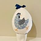 perfectly imperfect Large Fabric Easter  Egg with  hen motif
