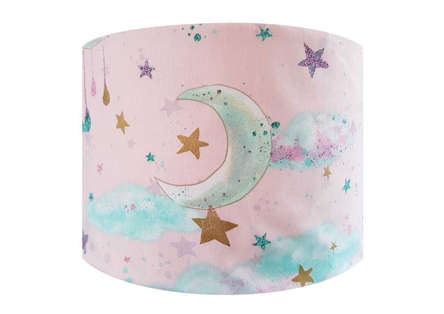 Pink Moonbeam Dreams and Cloud Lampshade - Light Ceiling Shade Nursery Baby