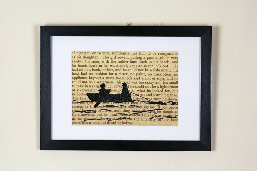 Classic Literature - Our Mutual Friend Silhouette Framed Large Embroidery 
