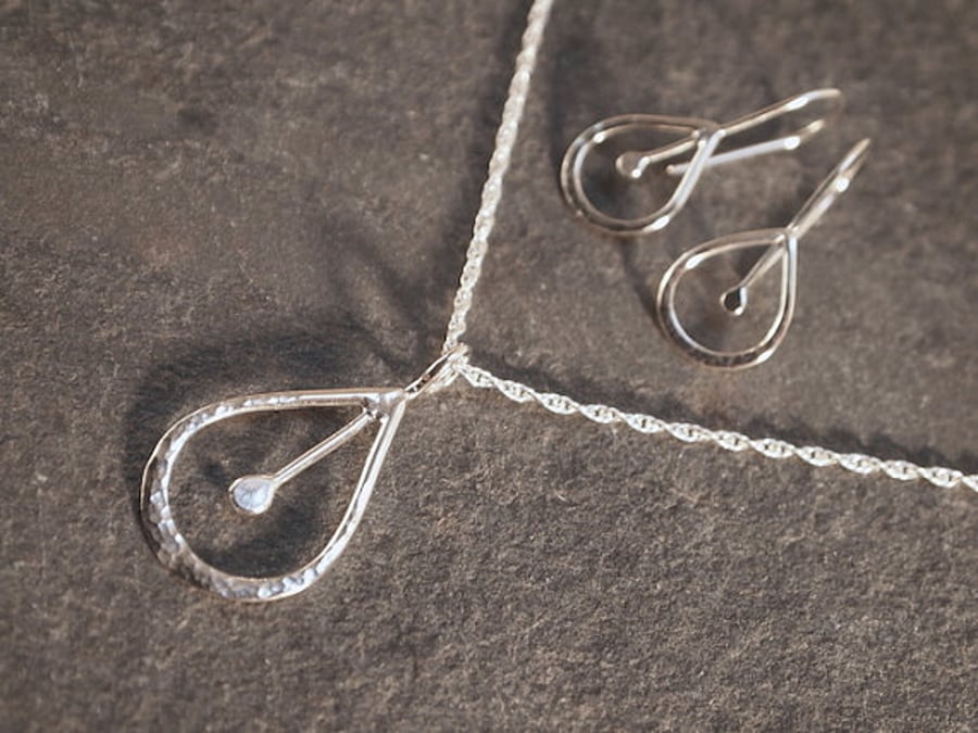 earring and necklace sterling silver jewellery set