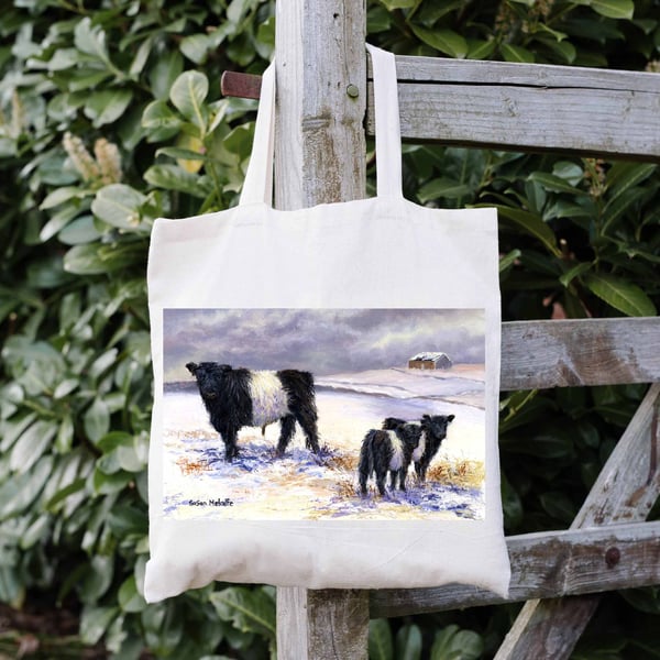 Belted Galloway Cow Tote Bag, Shopping Bag.