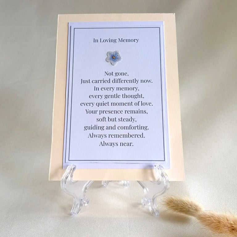 In Loving Memory Poem Card - Forget Me Not Keepsake