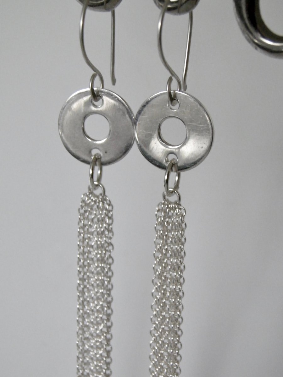 Long Silver Chain Earrings