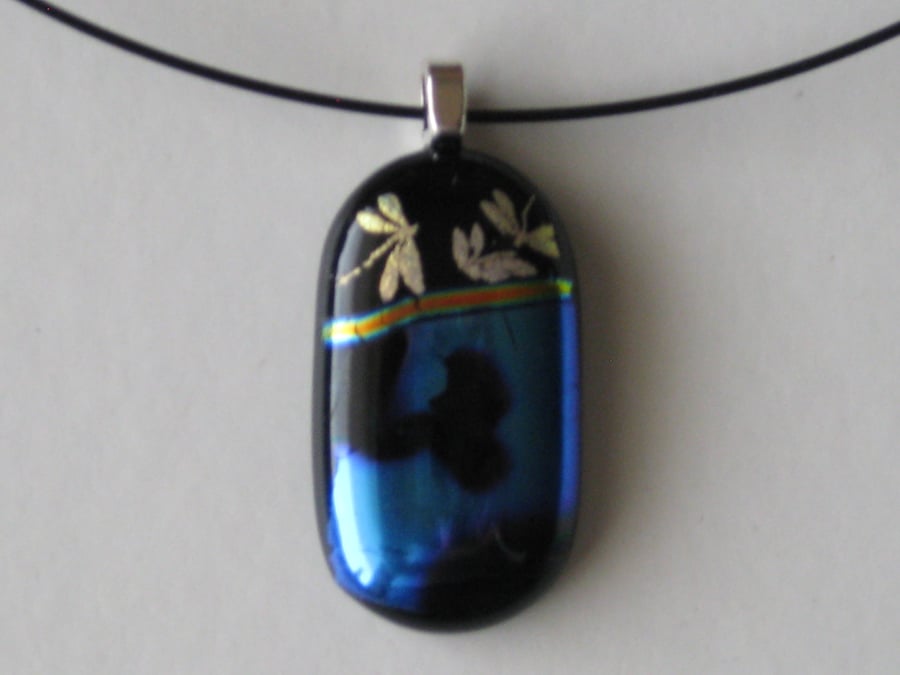 Unique fused dichroic glass pendant