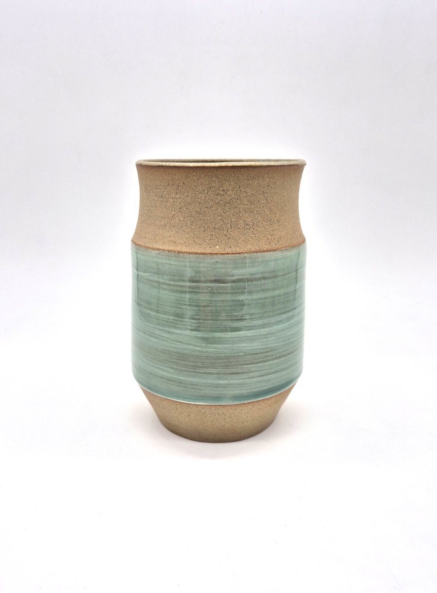 Hand Thrown Stoneware Vase with Slip Decoration 