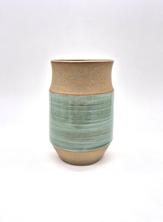 Hand Thrown Stoneware Vase with Slip Decoration 
