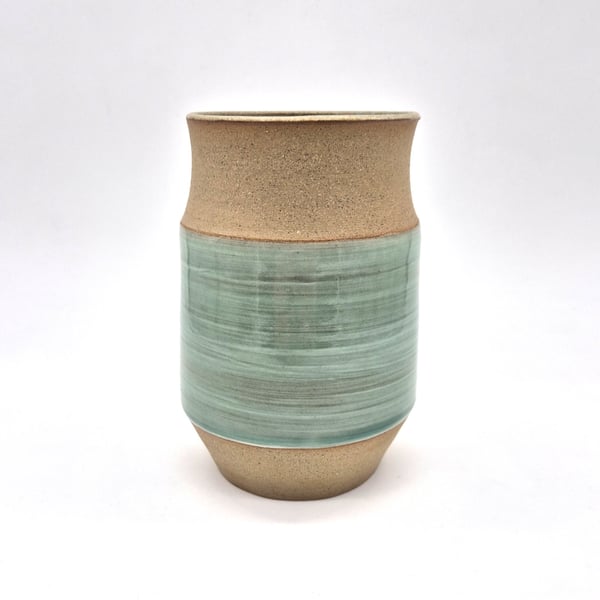Hand Thrown Stoneware Vase with Slip Decoration 