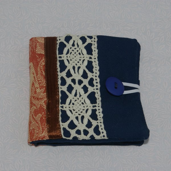 Sewing Needle Case in Dark Blue and Lace