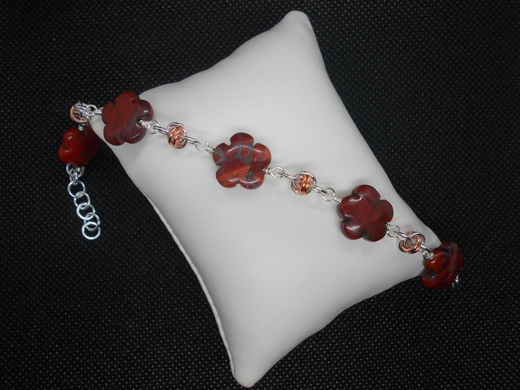 Jasper flower bracelet