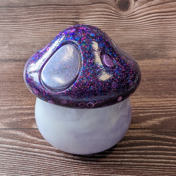 Handmade Resin Toadstool Jar – Midnight Magic