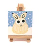 Arctic Hare Small Original Art - mini painting of cute white bunny in snow  - Image 2