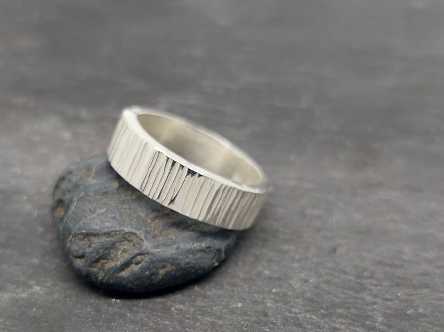 Sterling Silver Chunky Textured Band Ring