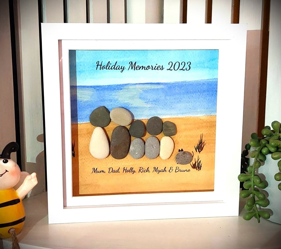 Personalised Seaside Picture, Personalised Pebble Art, Birthday Gift, Bestie