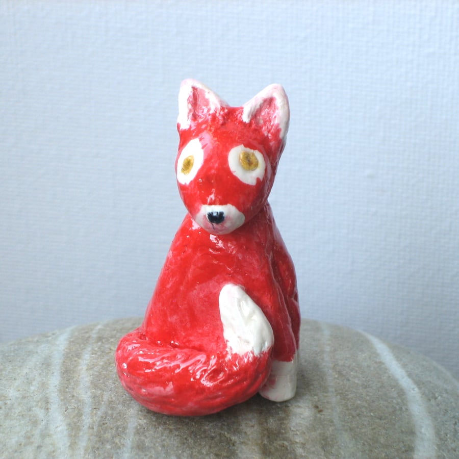 Sale! Little Fox Painted Clay Model
