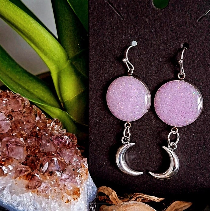Dangly Earrings emo alt spooky cute moons gothic witchy core pagan 