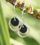 Silver and enamel circle earrings, silver circle earrings, long silver earrings - Image 7