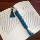 Bookmark Crescent Moon, Handmade Macrame Boho Inspired - Petrol Blue FREE P&P
