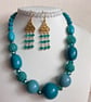 Dark Turquoise And Teal Beaded Necklace - Image 5