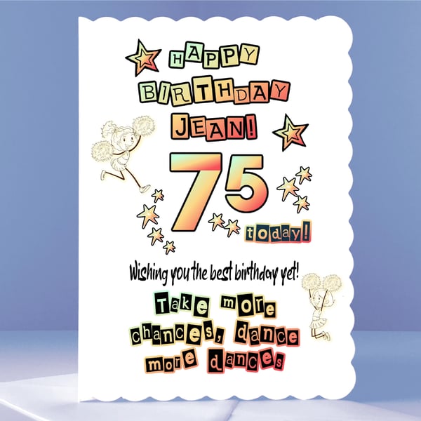 Personalised 75th Birthday Card - Dance More Dances