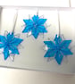 Fused glass turquoise snowflake decorations (set of 3)