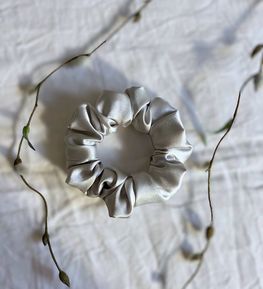 Oyster Satin Scrunchie - Large