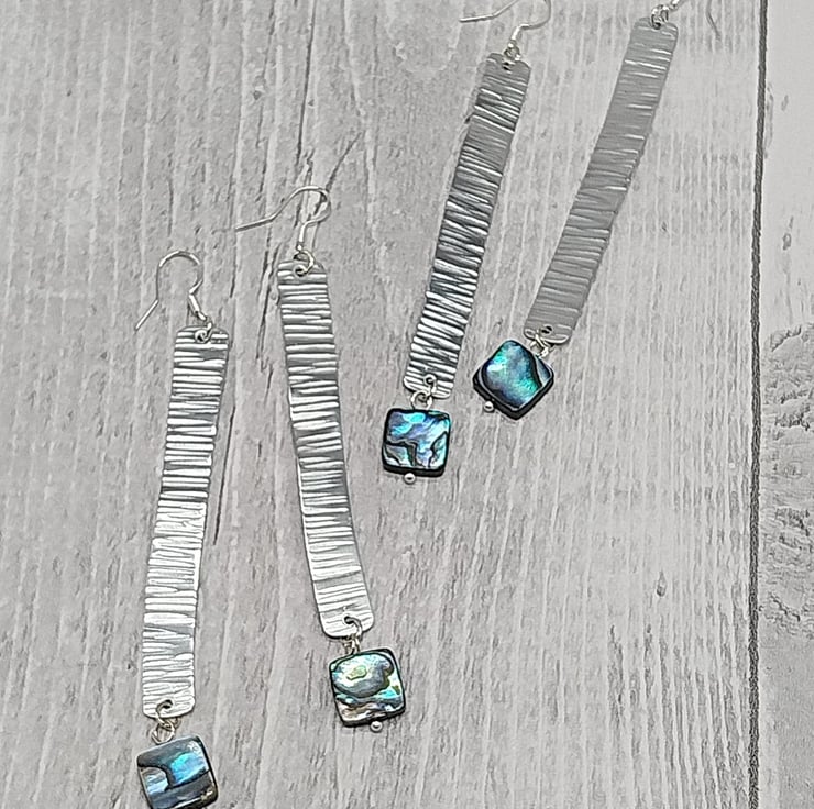 Flat Rectangle Aluminium Tin Dangle Earrings, N... - Folksy