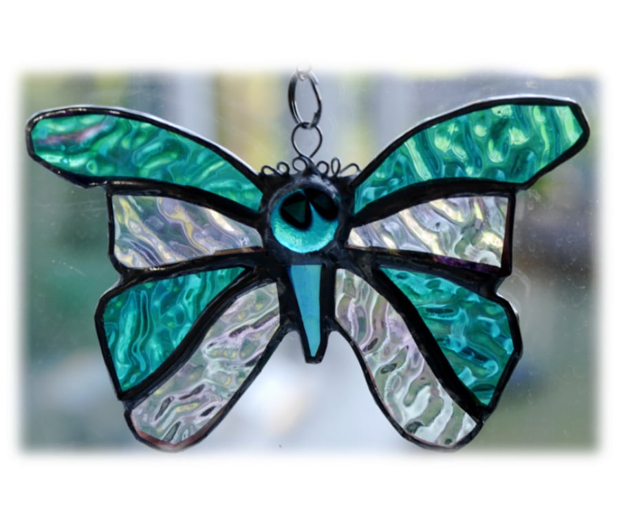 Birthstone Butterfly Suncatcher Stained Glass Aquamarine March 
