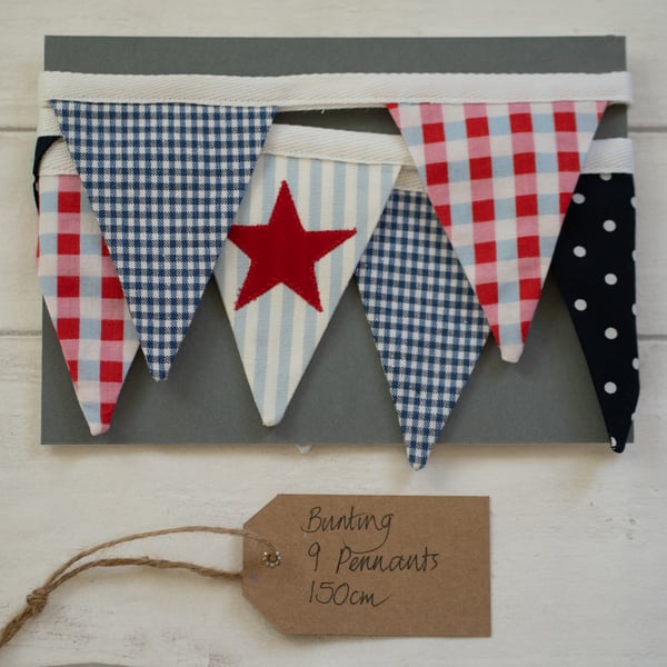 Red White and Blue Star Mini Bunting