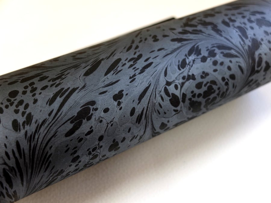 A4 Marbled paper sheet pewter black drawn stone pattern  