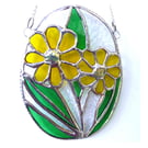 Daisy Oval Stained Glass Suncatcher  Handmade Yellow Flower