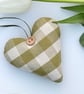 APPLE GREEN CHECKED FABRIC HEART DECORATION - Image 4