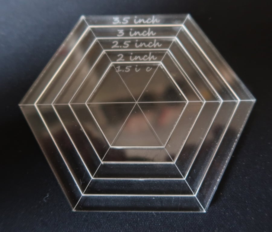 Hexagonal quilting template set, 3.5 inches, 4mm acrylic , paper piecing