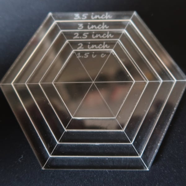 Hexagonal quilting template set, 3.5 inches, 4mm acrylic , paper piecing